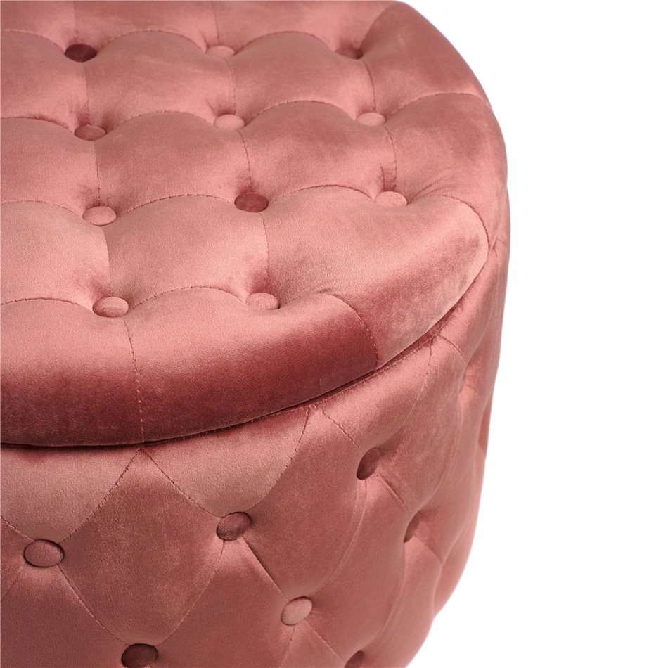 Pouf with storage Lailly Roundi, mauve, velvet, H42xD60cm