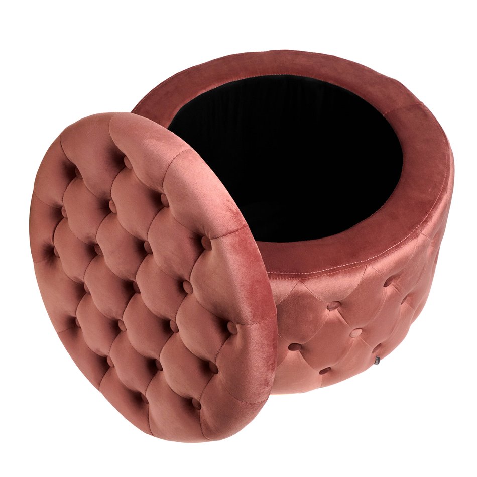 Pouf with storage Lailly Roundi, mauve, velvet, H42xD60cm