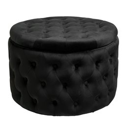 Pouf with storage Lailly Round, black, velvet, H42xD60cm
