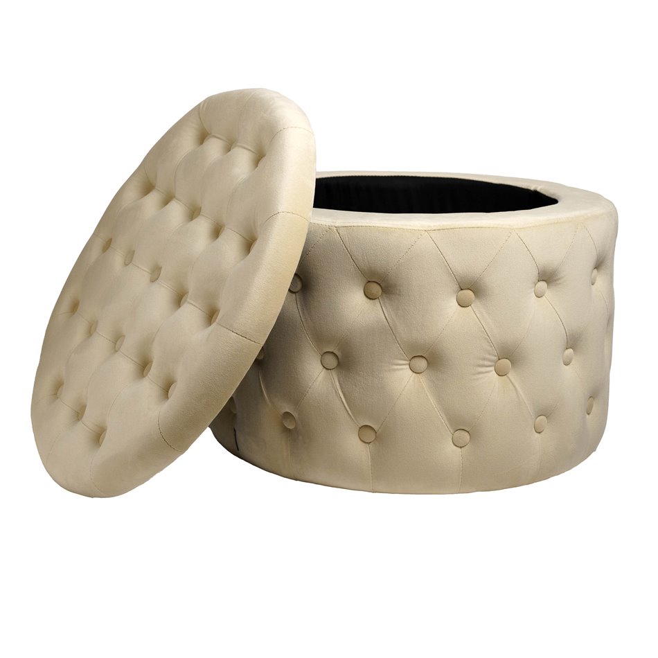 Pouf with storage Lailly Round, perl, velvet, H42xD60cm