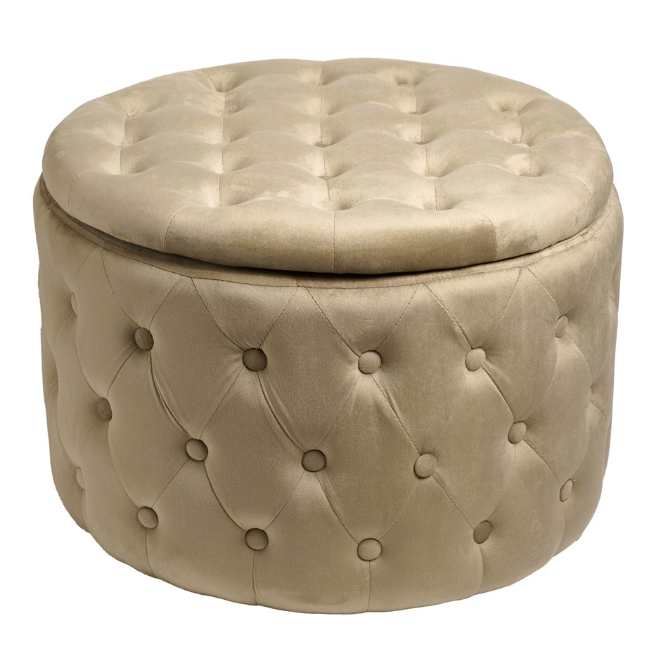 Pouf with storage Lailly Round, taupe,velvet, H42xD60cm