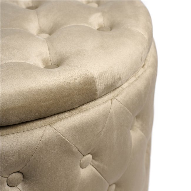 Pouf with storage Lailly Round, taupe,velvet, H42xD60cm