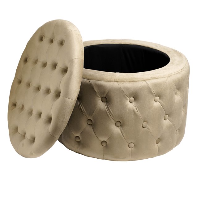 Pouf with storage Lailly Round, taupe,velvet, H42xD60cm