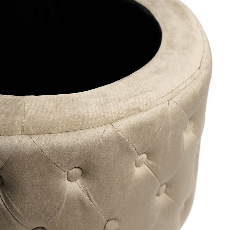 Pouf with storage Lailly Round, taupe,velvet, H42xD60cm