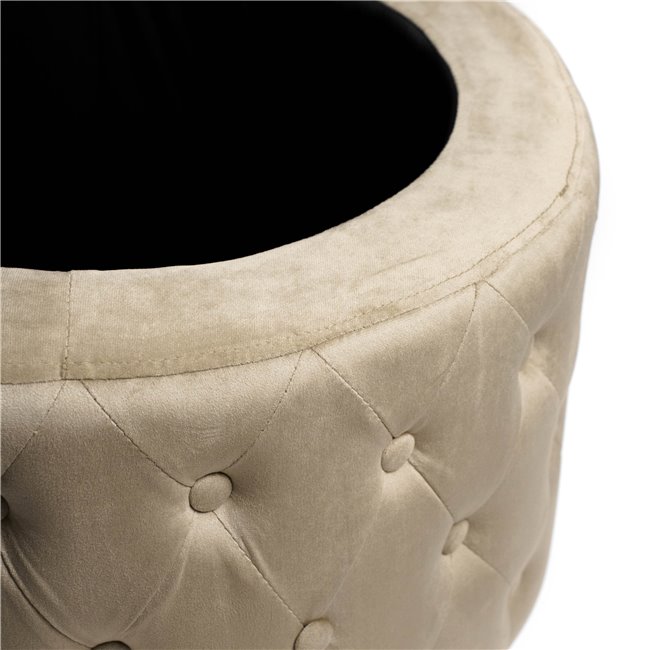 Pouf with storage Lailly Round, taupe,velvet, H42xD60cm