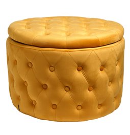 Pouf with storage Lailly Round, gold color, velvet, H42xD60cm