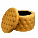 Pouf with storage Lailly Round, gold color, velvet, H42xD60cm