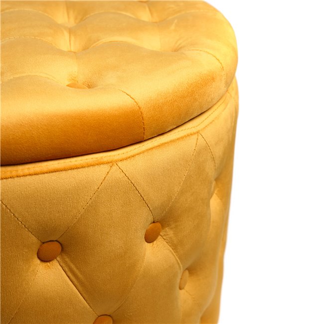 Pouf with storage Lailly Round, gold color, velvet, H42xD60cm