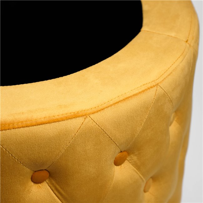 Pouf with storage Lailly Round, gold color, velvet, H42xD60cm