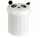Pouf with storage Panda, white/black, H36xD30cm