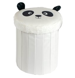 Pouf with storage Panda, white/black, H36xD30cm
