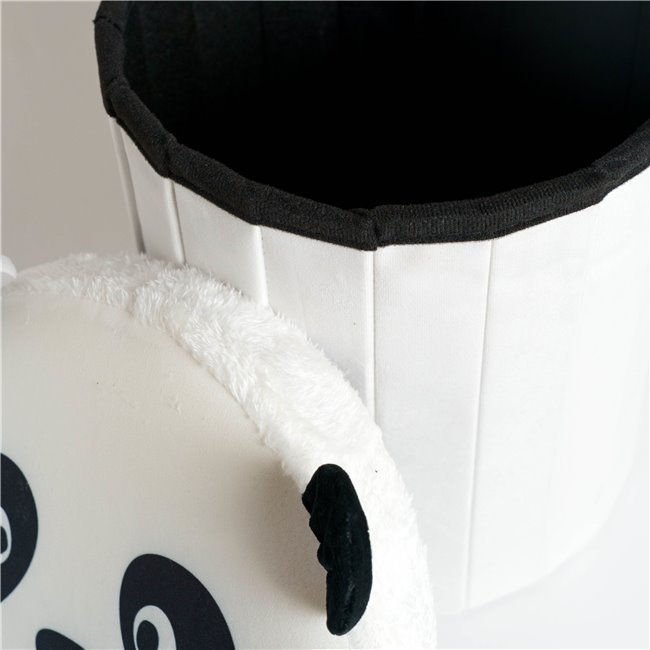 Pouf with storage Panda, white/black, H36xD30cm
