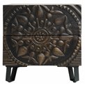 Приставной столик Craft, манговое дерево/МDF/металл, черный, H45x40x45cm