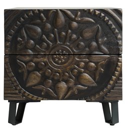 Приставной столик Craft, манговое дерево/МDF/металл, черный, H45x40x45cm