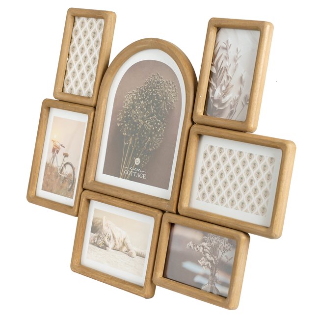 Wall photo frame Felisa for 7 photos, wood/MDF, H46.6x57.2x1.8cm