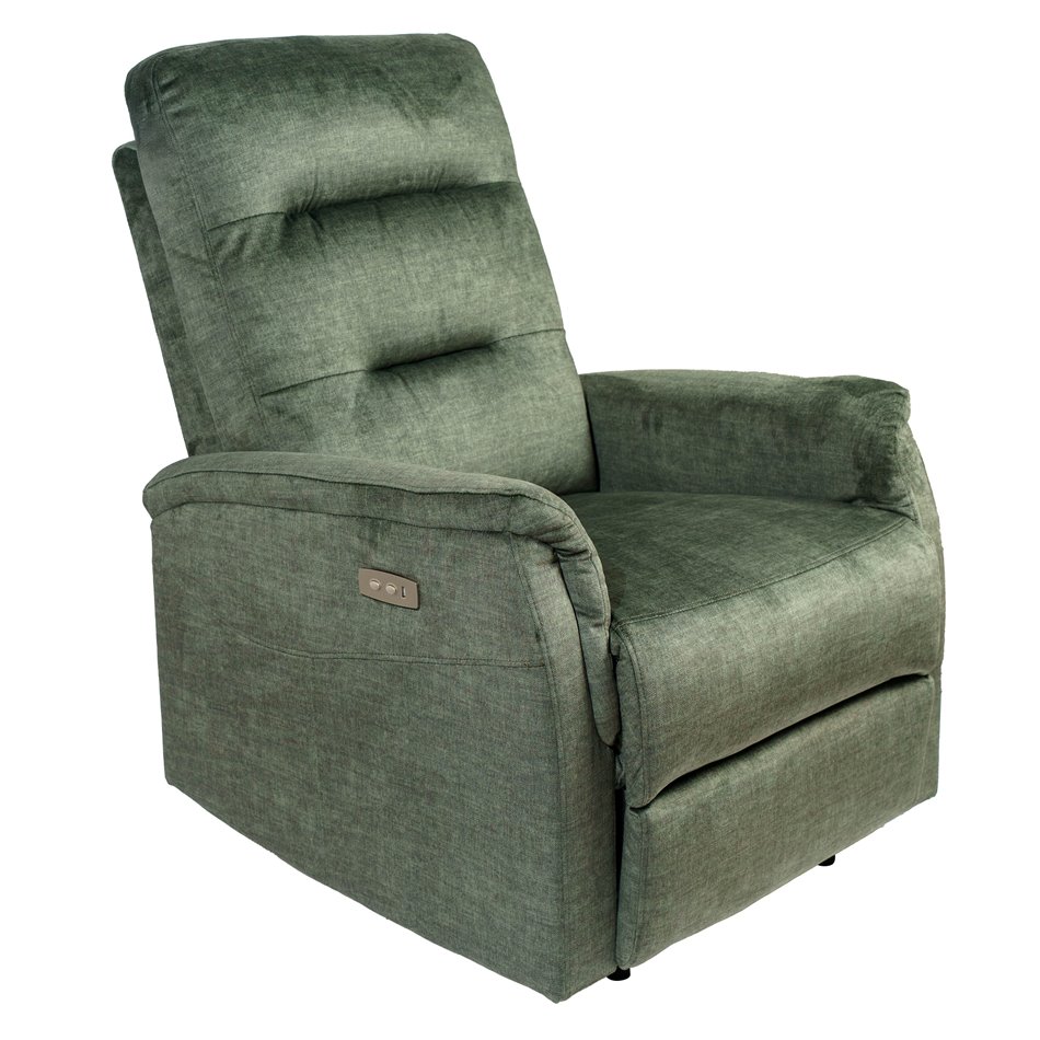 Electric recliner Oktavio, green, H90-105x78x93-156cm, seat height 59cm