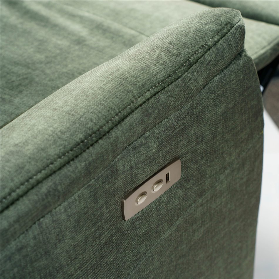 Electric recliner Oktavio, green, H90-105x78x93-156cm, seat height 59cm