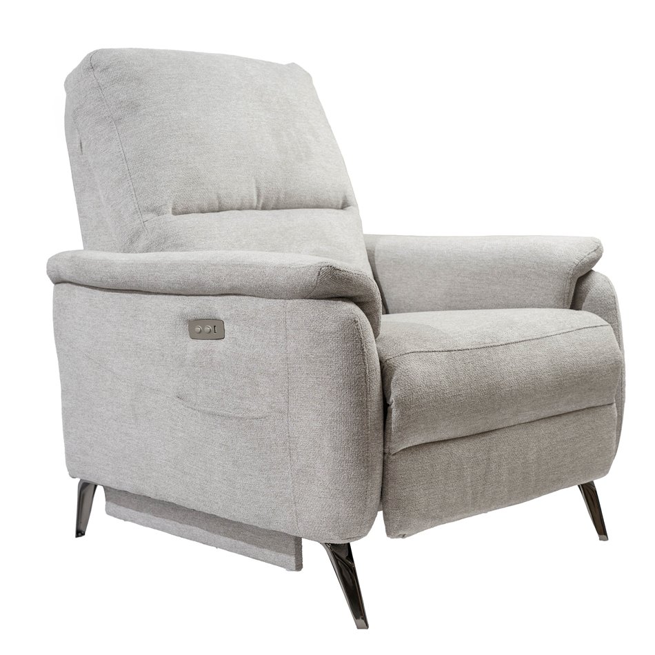 Electric recliner Olleo, light gray, H85-102x85x95-155cm, seat height 52cm