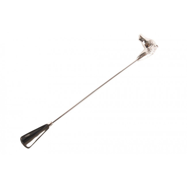 Shoe horn with Horse head handle, aluminium, 63cm