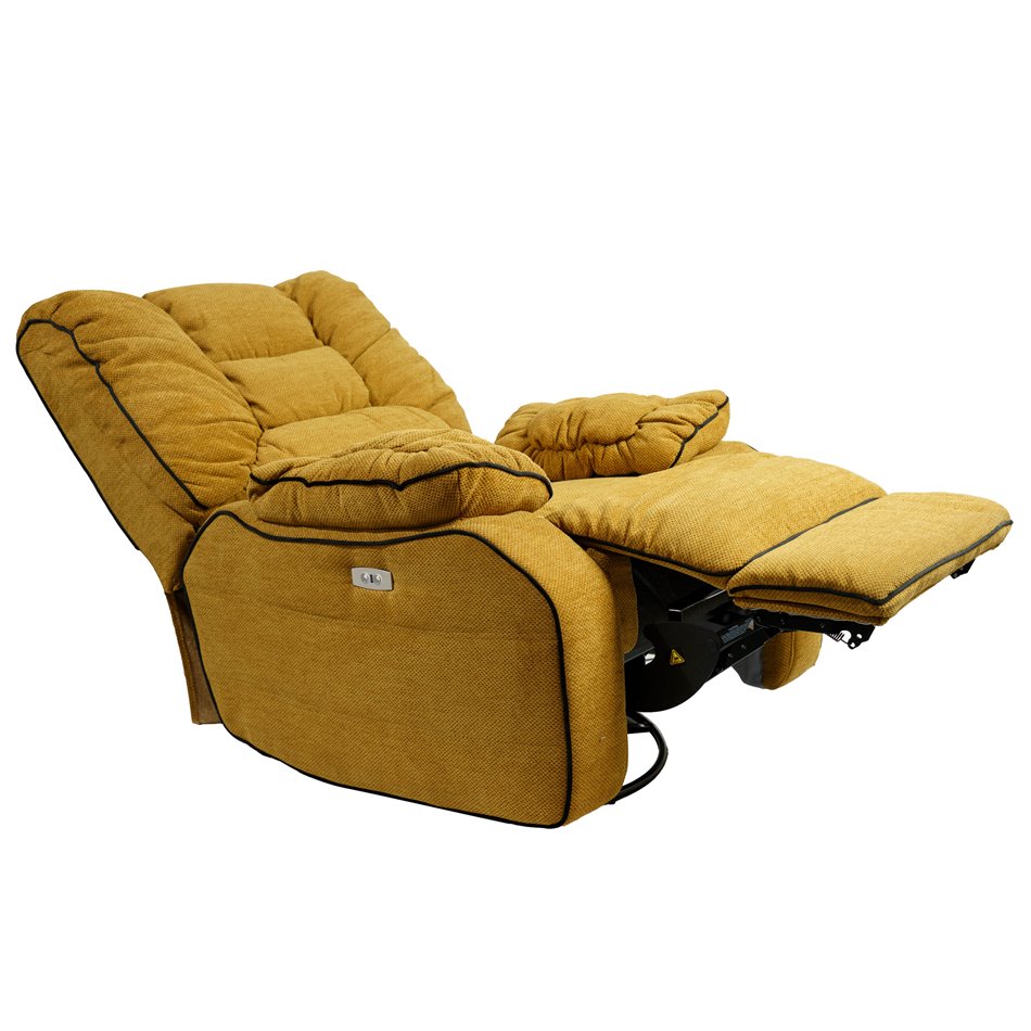 Electric recliner/rocking chair Hohenberg, apricot color, swivel 210, H84-106x96x105-170cm