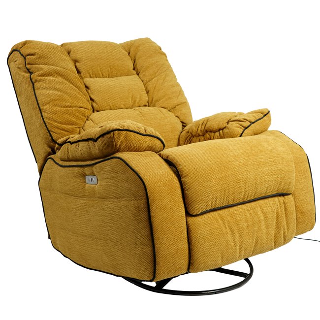 Electric recliner/rocking chair Hohenberg, apricot color, swivel 210, H84-106x96x105-170cm