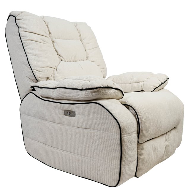 Electric recliner/rocking chair Hohenberg, beige, swivel 210, H84-106x96x105-170cm