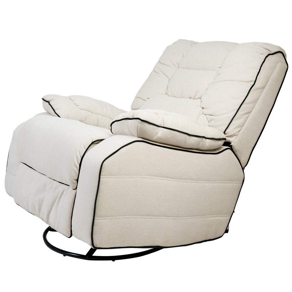 Electric recliner/rocking chair Hohenberg, beige, swivel 210, H84-106x96x105-170cm