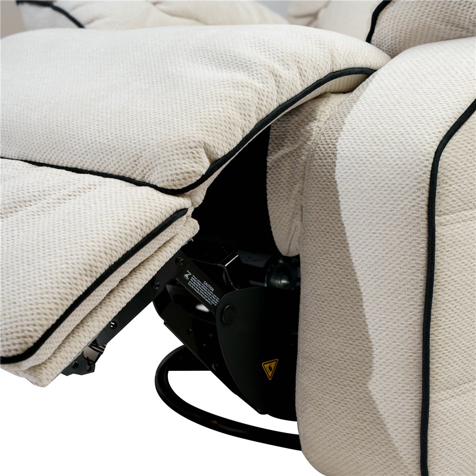 Electric recliner/rocking chair Hohenberg, beige, swivel 210, H84-106x96x105-170cm