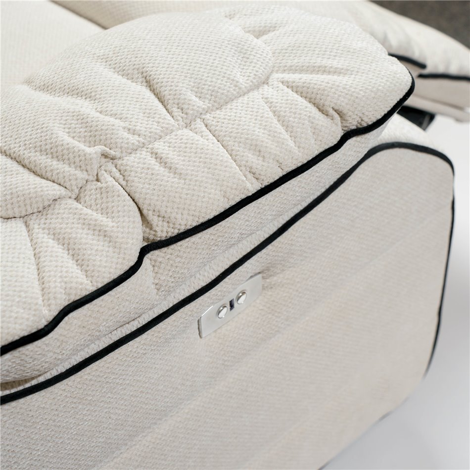 Electric recliner/rocking chair Hohenberg, beige, swivel 210, H84-106x96x105-170cm