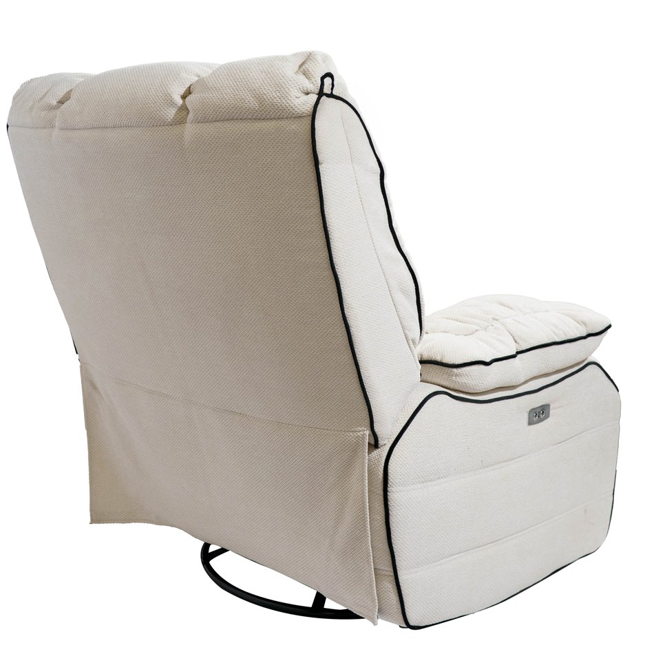 Electric recliner/rocking chair Hohenberg, beige, swivel 210, H84-106x96x105-170cm