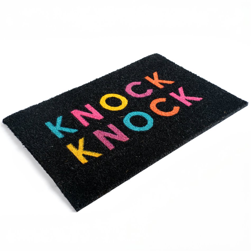 Door matt Knock, rubber/coir, black, 60x40cm
