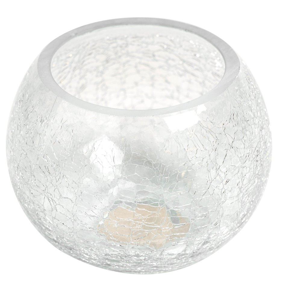 Candle holder Crackled S, glass, H10cm, D12cm