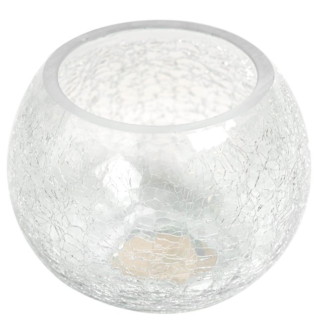 Candle holder Crackled S, glass, H10cm, D12cm