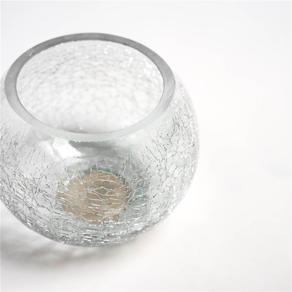 Candle holder Crackled S, glass, H10cm, D12cm