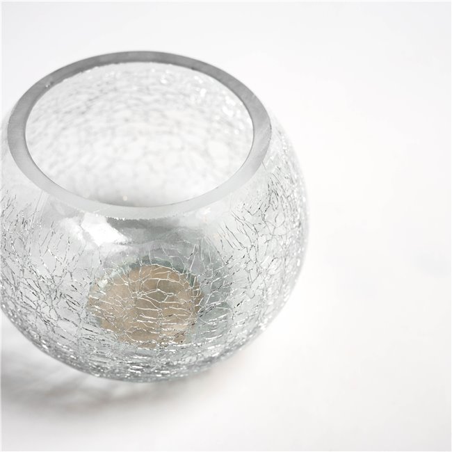Candle holder Crackled S, glass, H10cm, D12cm