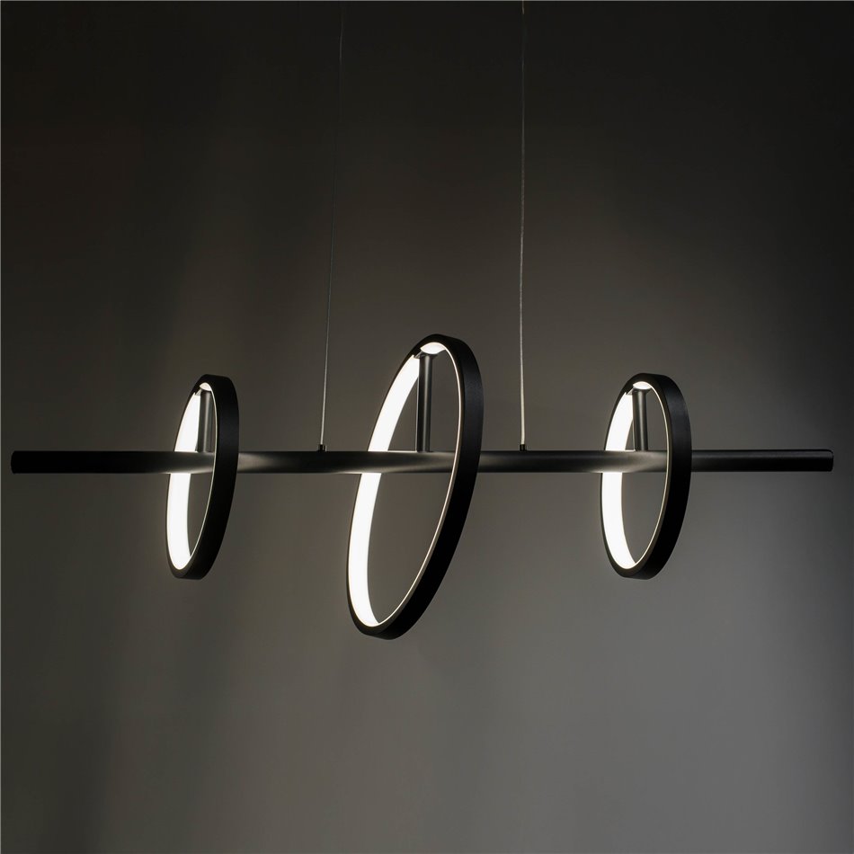 Pendant lamp Mo 3P, black, H36-130x79x30cm, LED 42W, 3000K, 2310lm