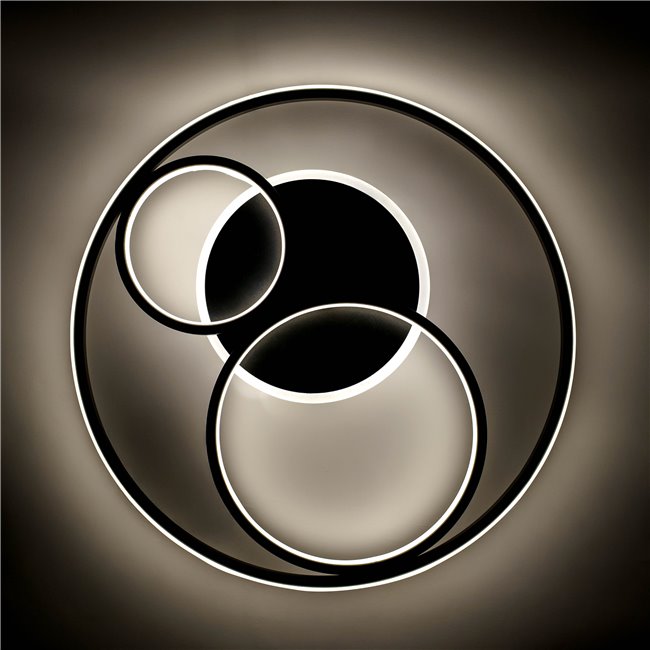 Ceiling lamp Moi 1, black, H7cm, D50cm, LED 40W, 3000K, 2200lm