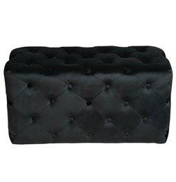 Rectangle stool Lailly, black, velvet, H42x84x42cm