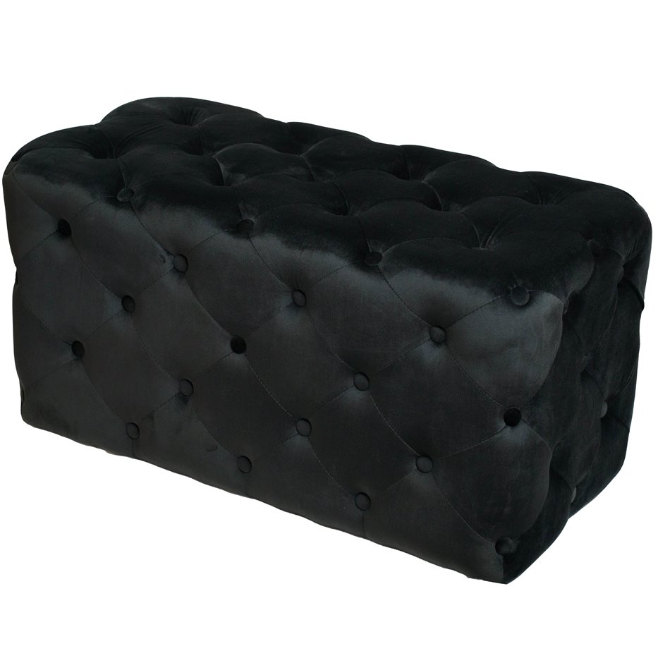 Rectangle stool Lailly, black, velvet, H42x84x42cm