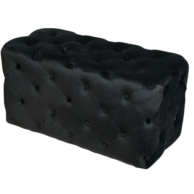 Rectangle stool Lailly, black, velvet, H42x84x42cm
