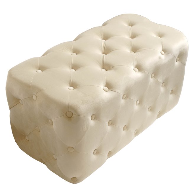 Rectangle stool Lailly, pearl, velvet, H42x84x42cm