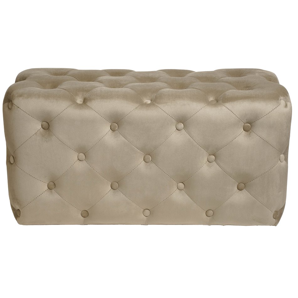 Rectangle stool Lailly, taupe, velvet, H42x84x42cm