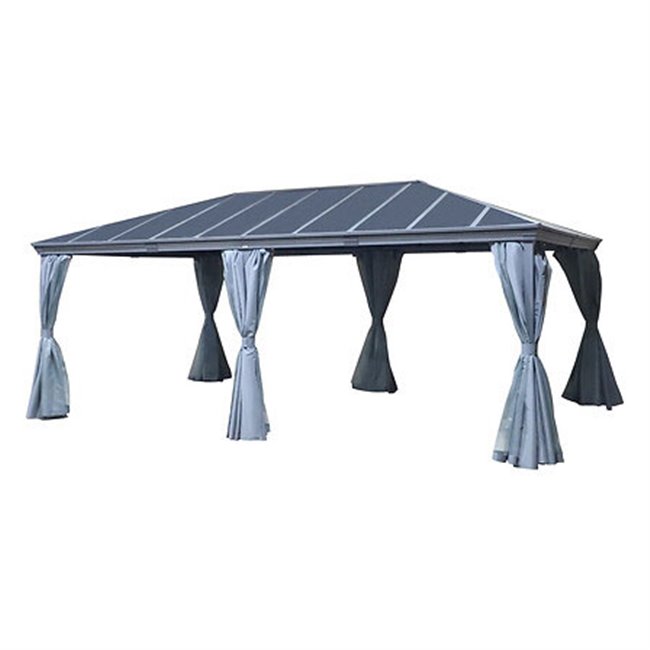 Gazebo LABELIZE XL 6x3.6m, graphite/grey color, aluminium/polycarbonate, H270x600x360cm