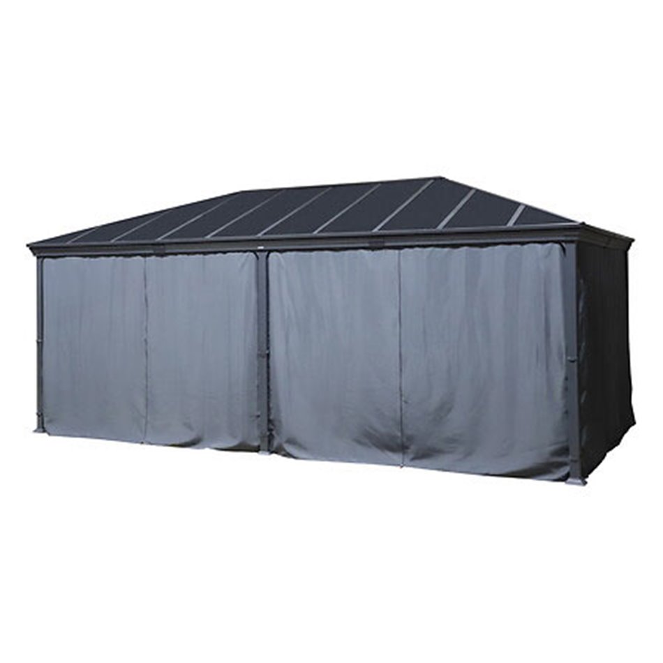 Gazebo LABELIZE XL 6x3.6m, graphite/grey color, aluminium/polycarbonate, H270x600x360cm