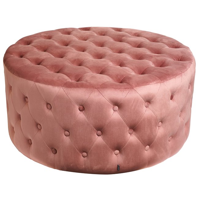 Round buttoned stool Lacelle, mauve color, velvet, D89cm H42cm