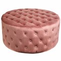 Round buttoned stool Lacelle, mauve color, velvet, D89cm H42cm