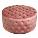 Round buttoned stool Lacelle, mauve color, velvet, D89cm H42cm