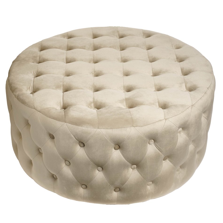 Пуф Lacelle, серо-коричневый, бархатный, D89cm H42cm