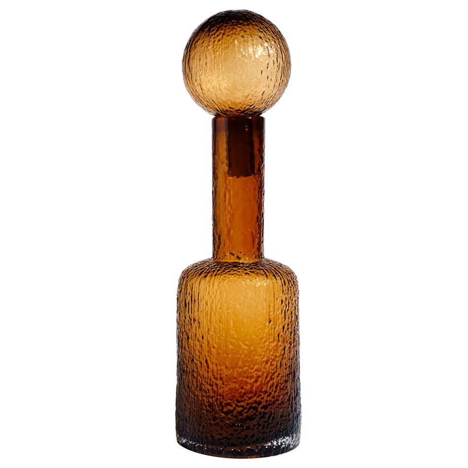 Bottle Amber with lid, glass, H43cm, D12.5cm