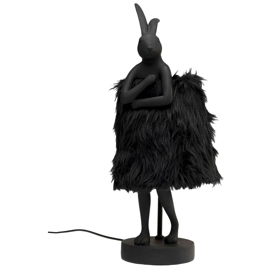 Table lamp Animal Rabbit Fur, black, H50x20x18cm, E14, 5W 